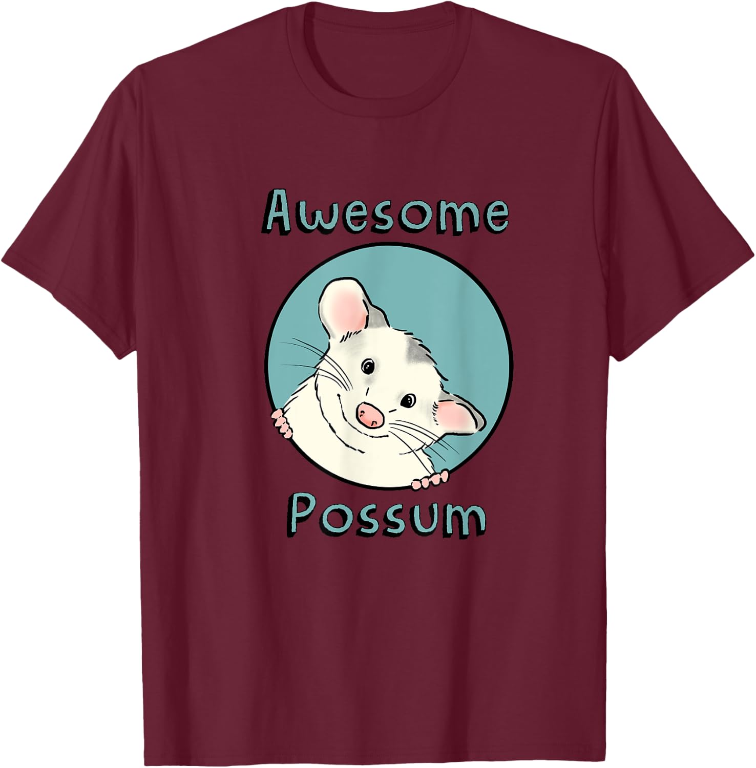 Awesome Possum, Cute Possum, Funny Possum, Opossum Lover T-Shirt - T-Shirt | Maroon
