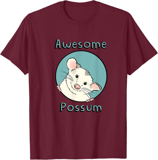 Awesome Possum, Cute Possum, Funny Possum, Opossum Lover T-Shirt - T-Shirt | Maroon