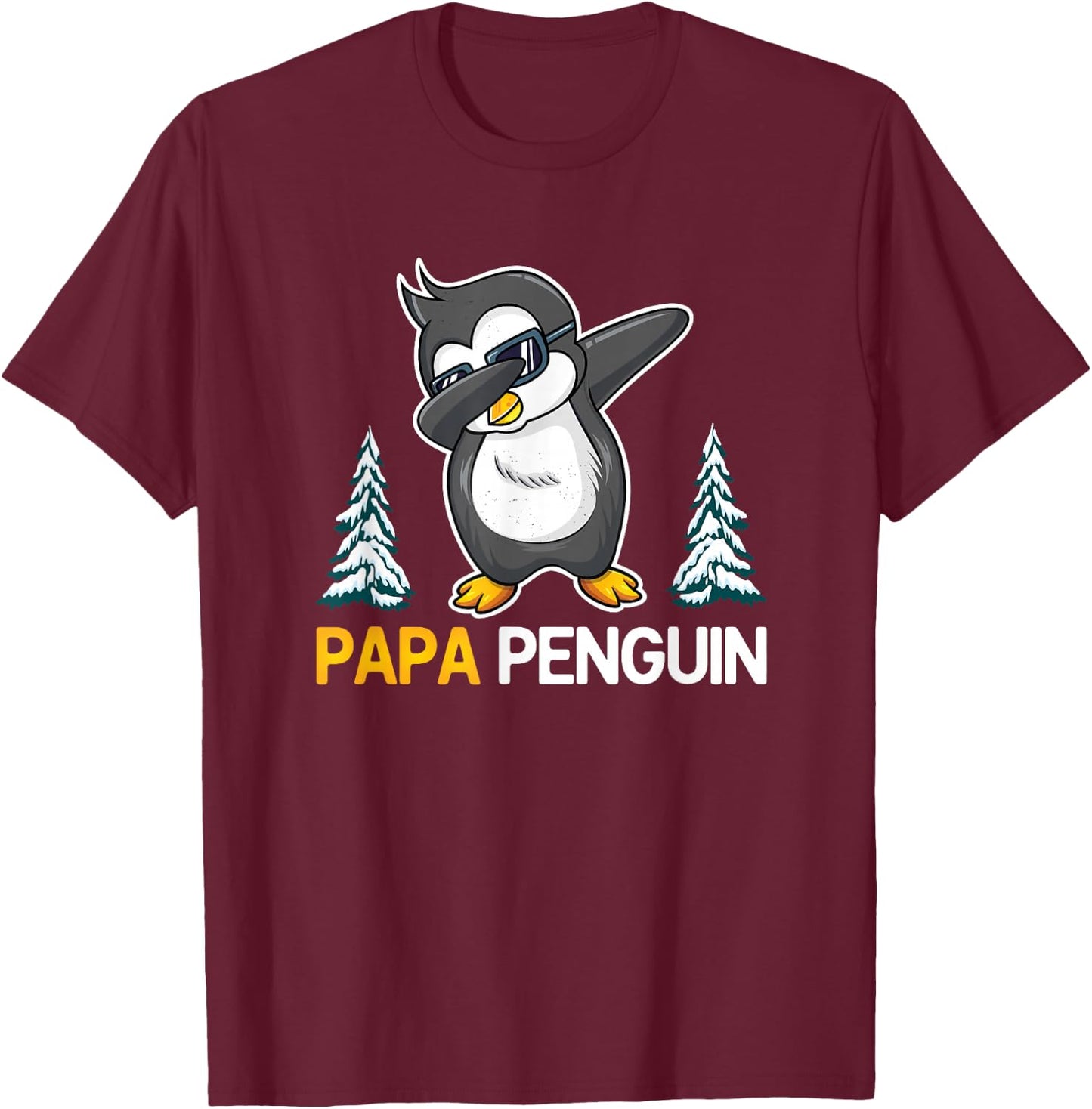 Funny Dabbing Penguin Papa Rockhopper Penguin Lovers Dad T-Shirt - T-Shirt | Maroon