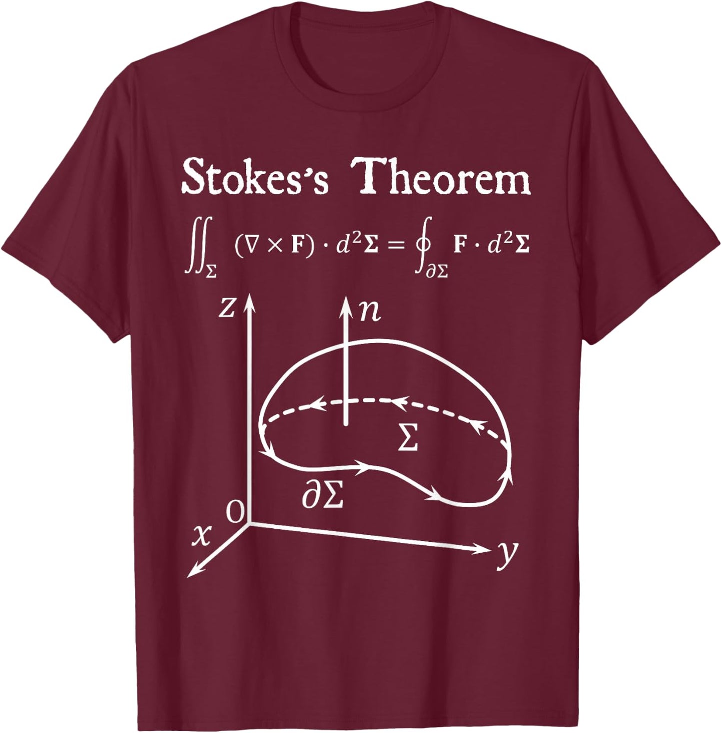 Nerdy Stoke's Theorem Calculus Math Teacher Calc Student Wt T-Shirt - T-Shirt | Maroon