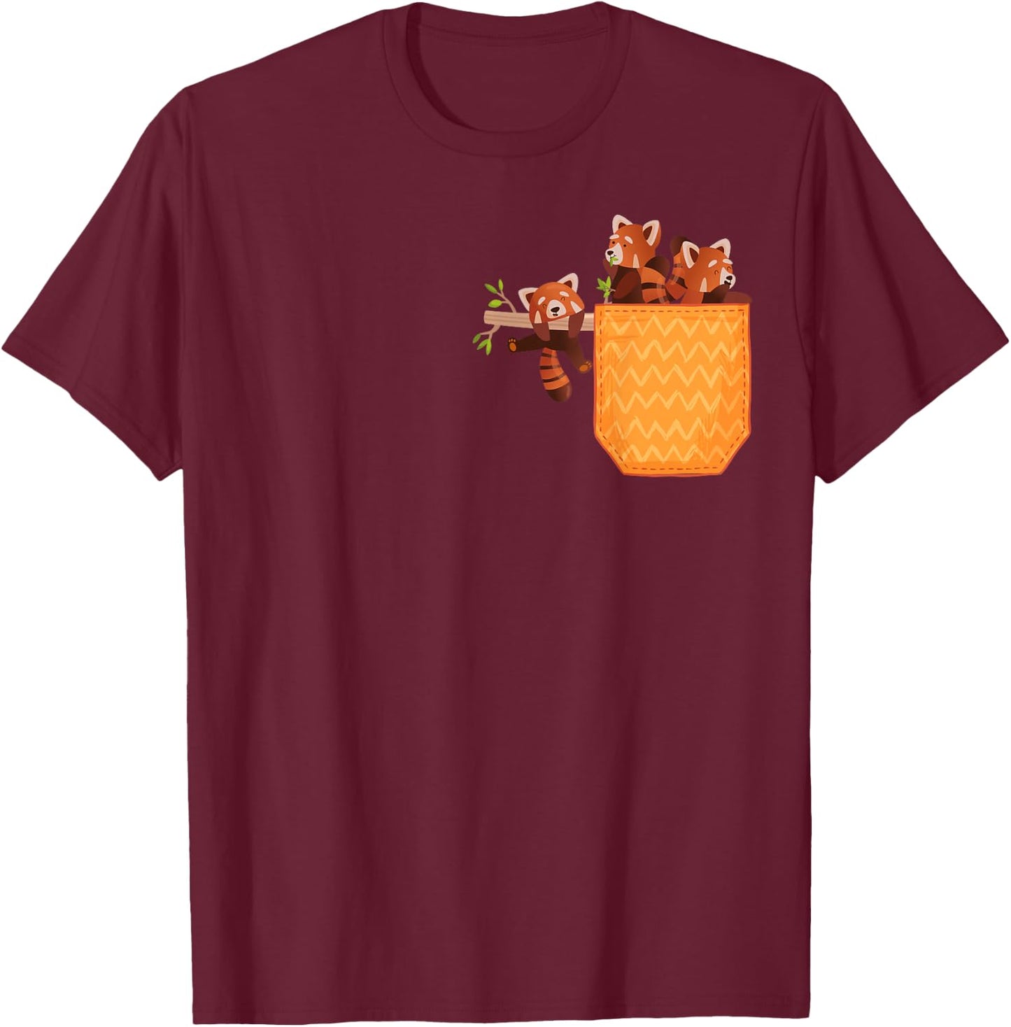 Red Panda In Pocket Funny Red Pandas Animal Lover Graphic T-Shirt - T-Shirt | Maroon