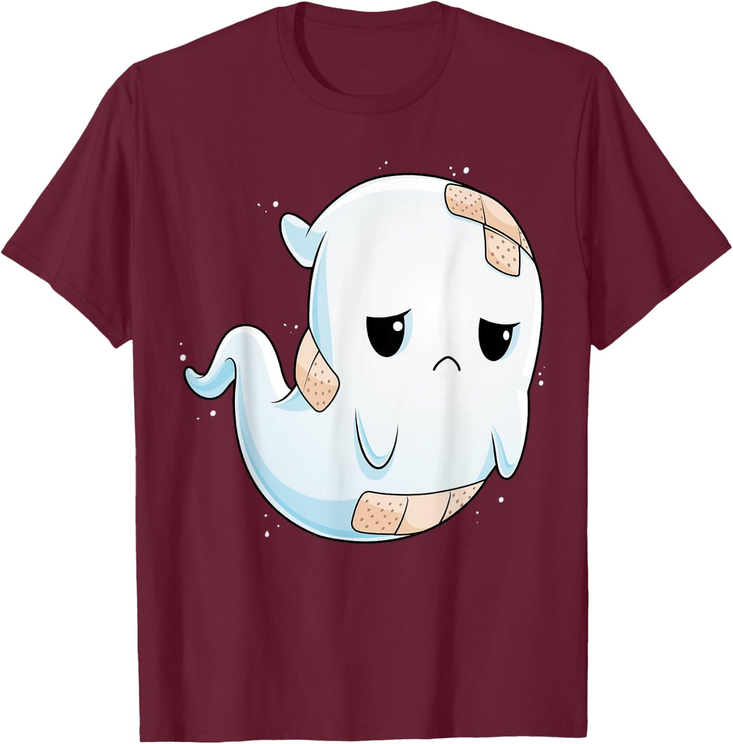 Sad Ghost Halloween Costume Unhappy Ghost Boo Boo Crew T-Shirt - T-Shirt | Maroon