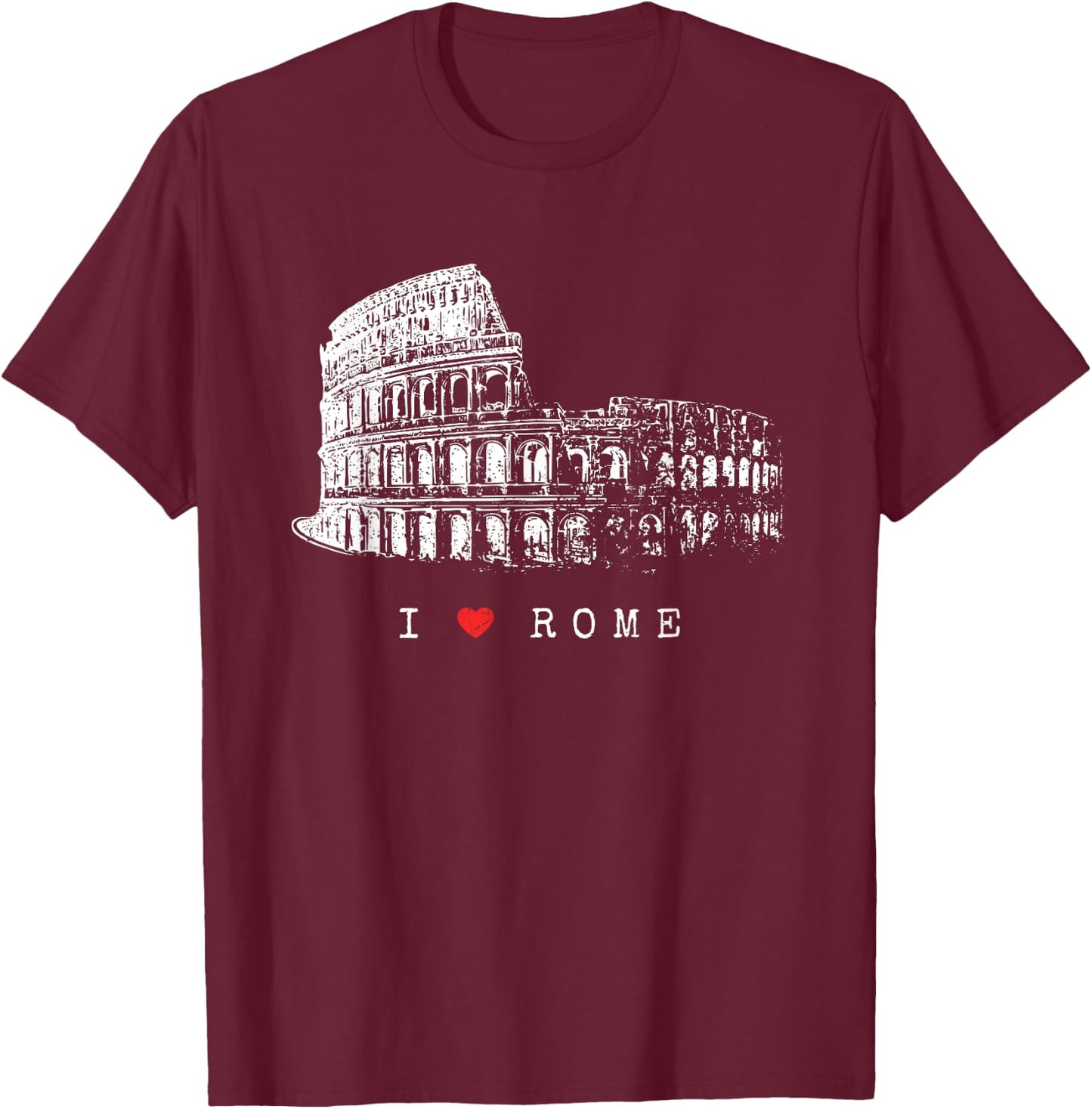 Rome Colosseum Vintage Skyline Italy Fan I Love Roma T-Shirt - T-Shirt | Maroon