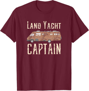 Camping Gift - Land Yacht Captain RV Owner T-Shirt - T-Shirt | Maroon