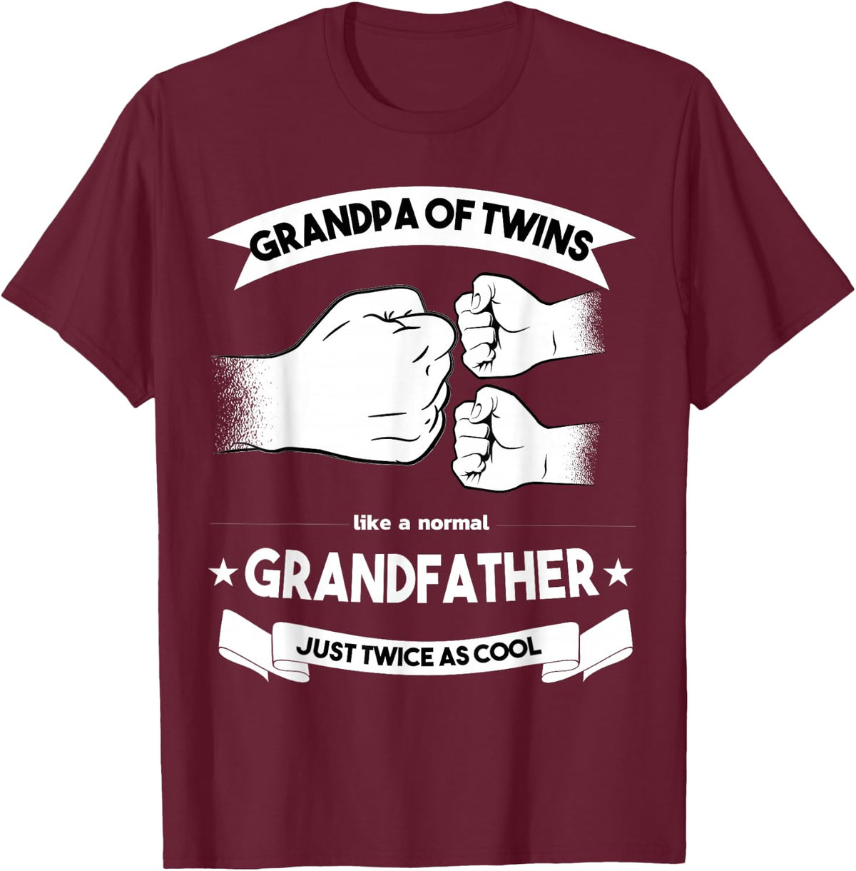 Grandpa of Twins Baby Announcement Party Twin Grandfather T-Shirt - T-Shirt | Maroon