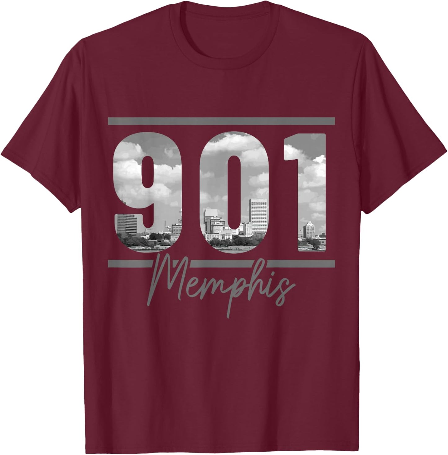 Memphis 901 Area Code Skyline Tennessee Vintage T-Shirt - T-Shirt | Maroon