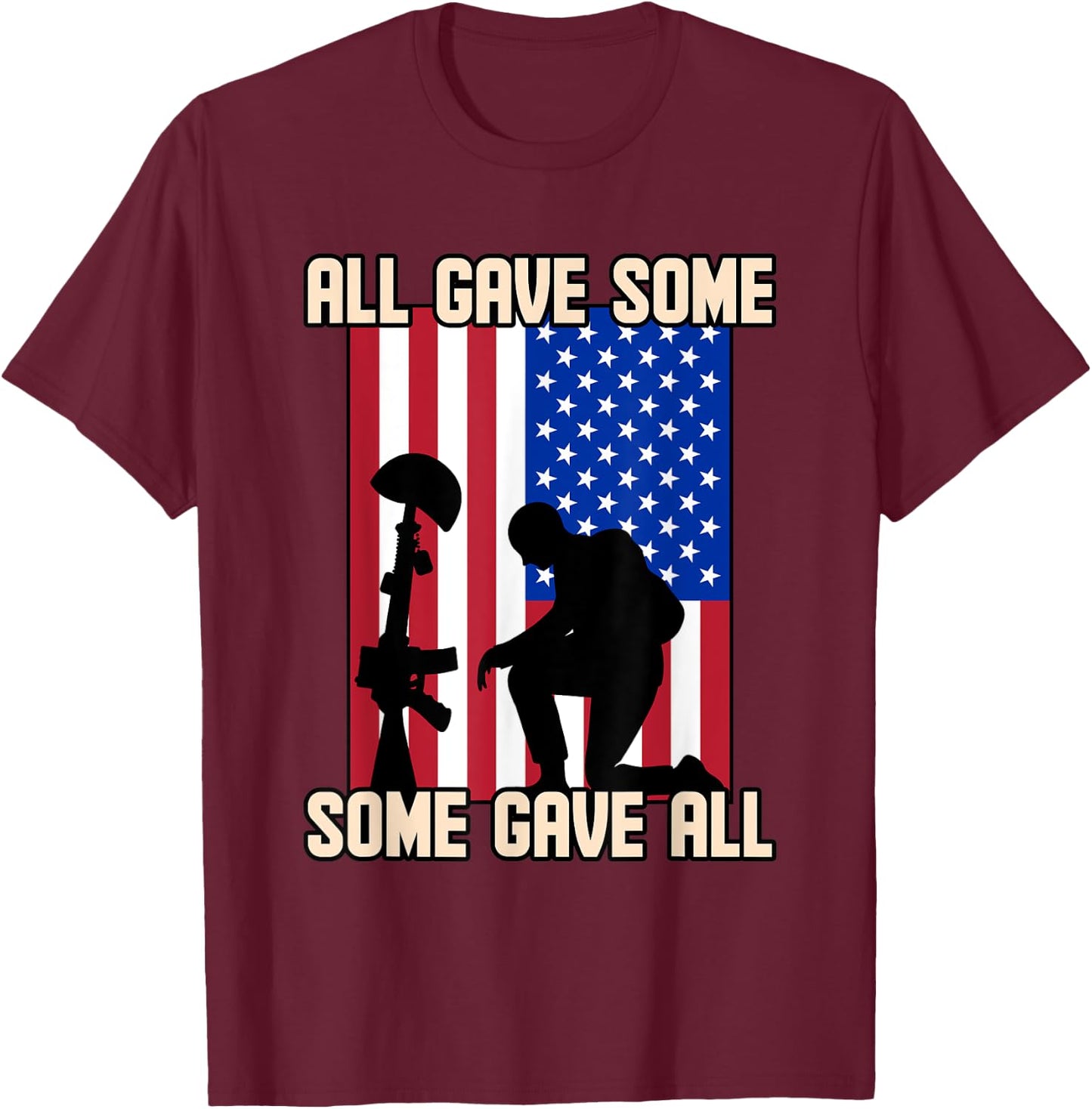 All Gave Some USA Flag Some Gave All Memorial Day Graphic Women Kids Men T-Shirt - T-Shirt | Maroon