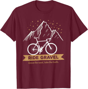 Gravel Bike Leave The Roads Take The Trail for Bikepacking T-Shirt - T-Shirt | Maroon