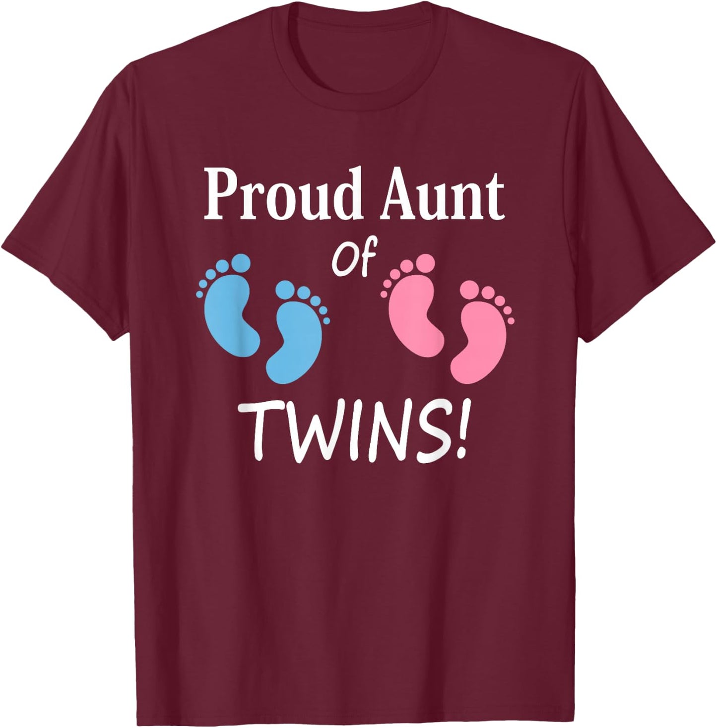 Proud Aunt of Boy and Girl Twins Special Auntie T-Shirt - T-Shirt | Maroon