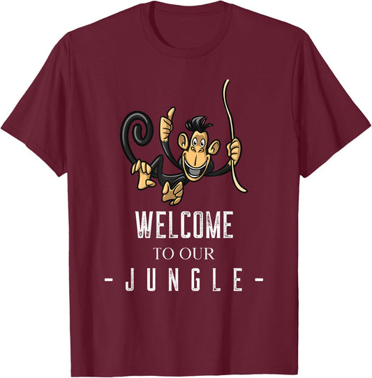 Welcome To Our Jungle Funny Zoo Safari Animal Birthday T-Shirt - T-Shirt | Maroon