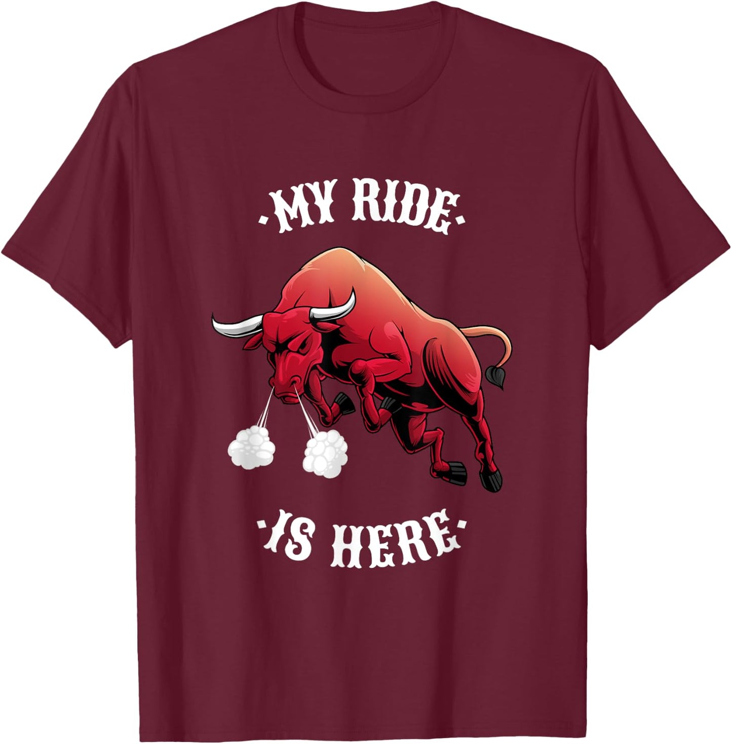Funny Rodeo Bull Riding Cowboy Men Women Boys Girls Kids T-Shirt - T-Shirt | Maroon