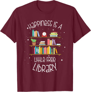 Funny Library Gift Women Cool Little Free Library T-Shirt - T-Shirt | Maroon