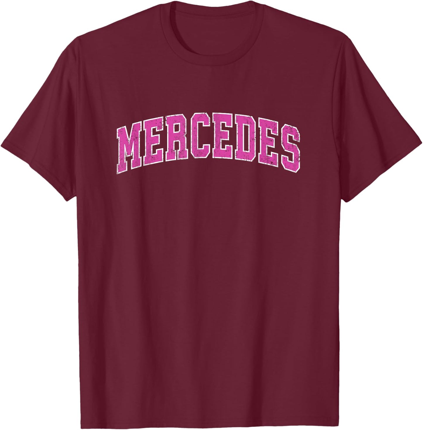 Mercedes Texas TX Vintage Sports Design Pink Design T-Shirt - T-Shirt | Maroon