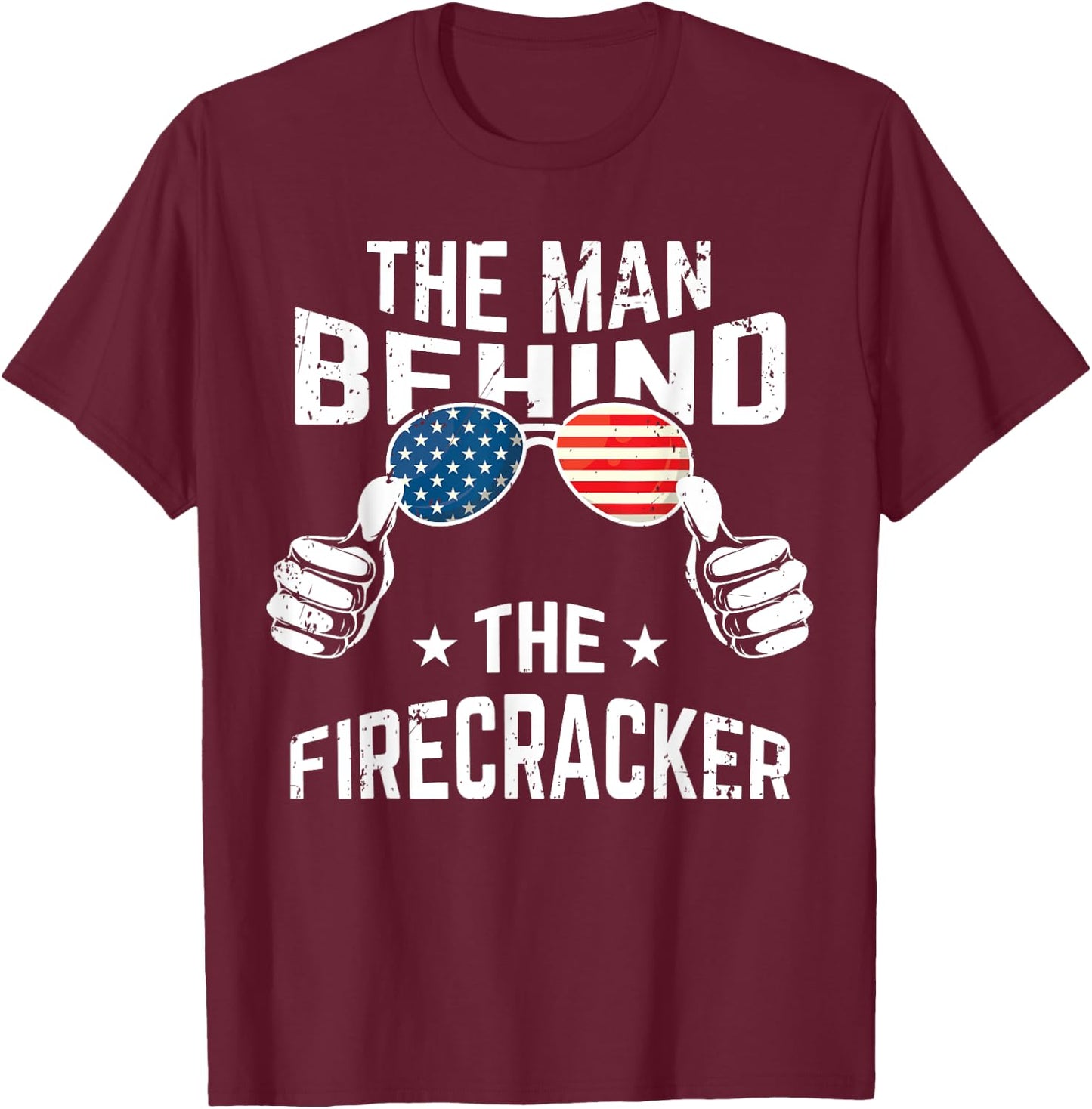 4th of July Pregnancy Shirt The Man Behind The Firecracker T-Shirt - T-Shirt | Maroon