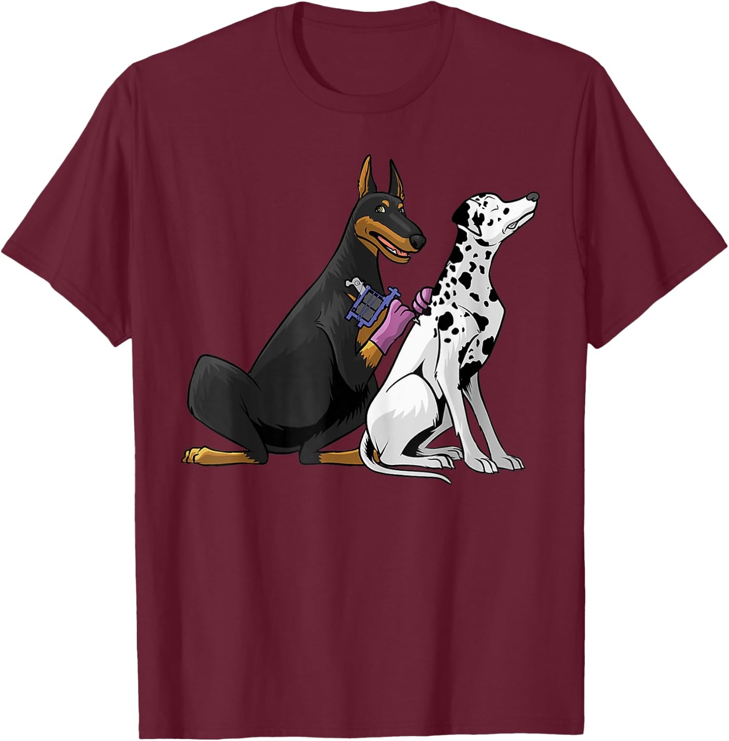 Dalmatian Doberman Dog Cool Tattoo Artist Gifts Tattooist T-Shirt - T-Shirt | Maroon
