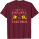 Minecraft Bees Let's Explore Together Hearts T-Shirt - T-Shirt | Maroon