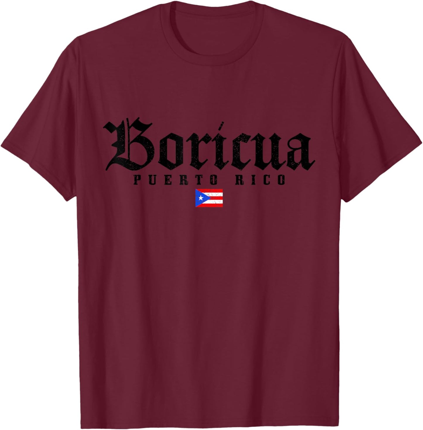 Puerto Rico Boricua Vintage Puerto Rican Flag Pride T-Shirt - T-Shirt | Maroon