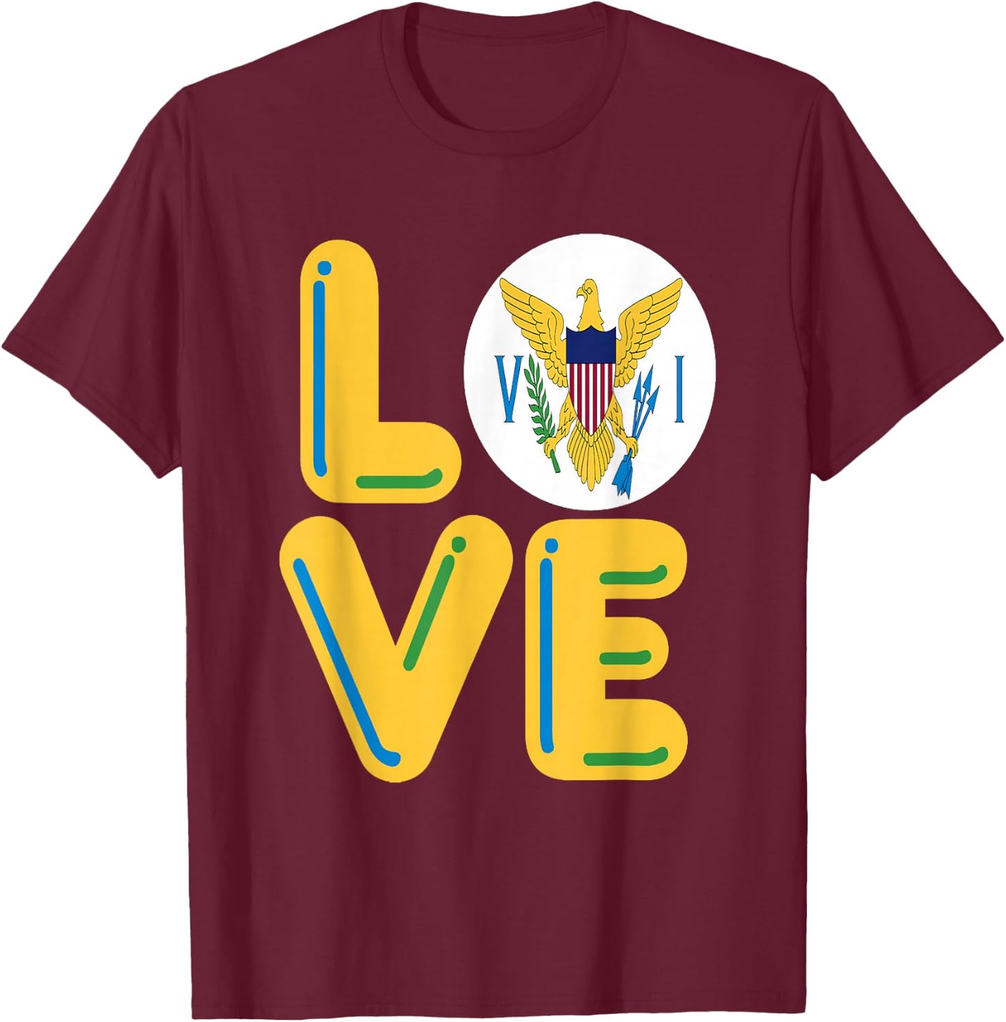 LOVE - Virgin Islands T-Shirt - T-Shirt | Maroon