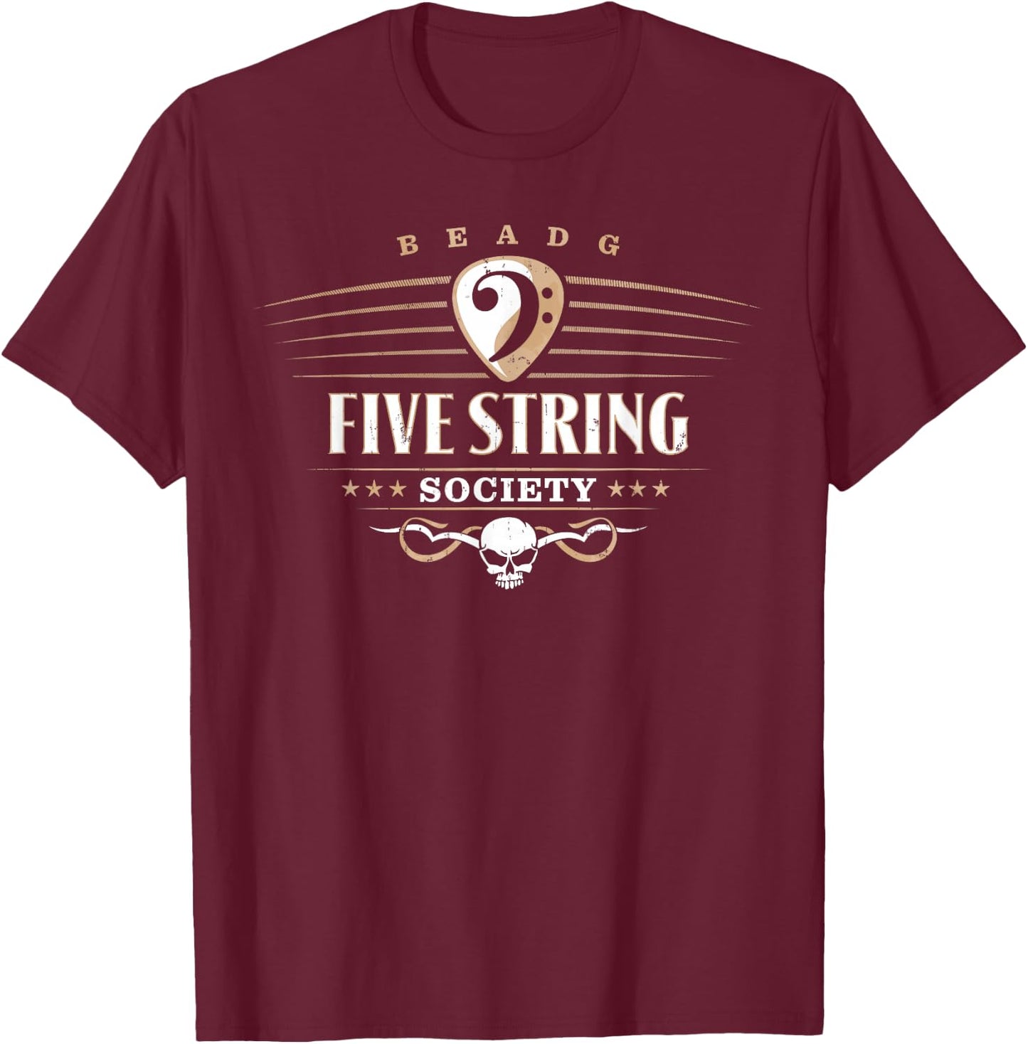 Five String Society for 5 String Bass Guitar Players T-Shirt - T-Shirt | Maroon