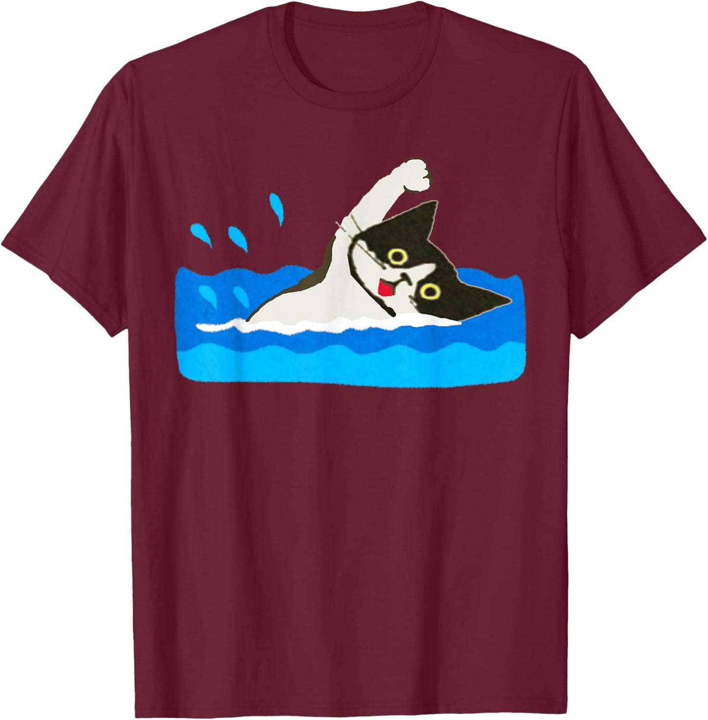 Cat Swimming Pool Women Kids T-Shirt - T-Shirt | Maroon