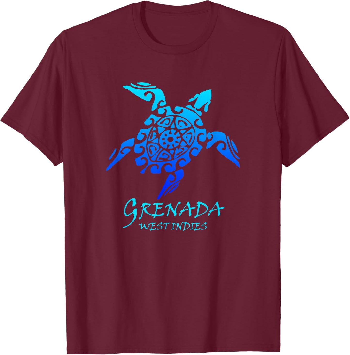 Grenada, West Indies Vintage Retro Tribal Turtle Vacation T-Shirt - T-Shirt | Maroon
