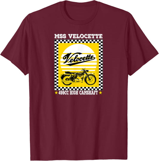 MSS Velocette 499cc | Classic British Motorcycle T-Shirt - T-Shirt | Maroon