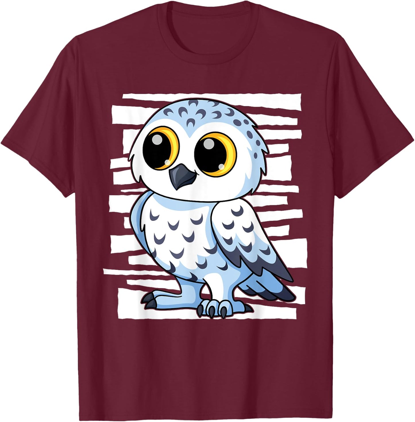 White Snow Owl I Kingfisher I Kids Snow Owl T-Shirt - T-Shirt | Maroon