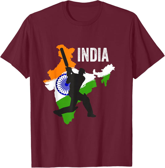 Indian Cricket Jersey India Cricket Team Lover Supporter T-Shirt - T-Shirt | Maroon
