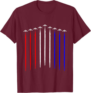 B-2 Bomber Squadron Contrails American Flag Stealth B2 T-Shirt - T-Shirt | Maroon