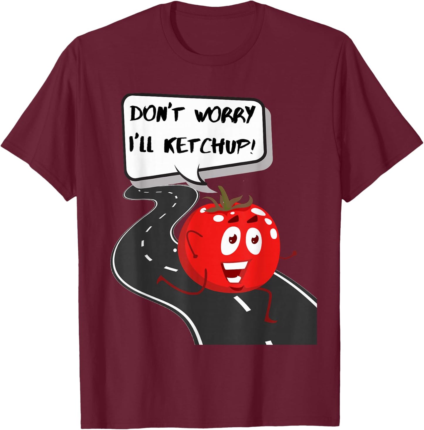 Funny , Women, Kids. Joke, Fun, Tomato, Running T-Shirt - T-Shirt | Maroon