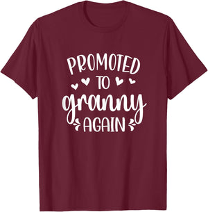 Promoted To Granny Again | Baby Reveal Granny To Be T-Shirt - T-Shirt | Maroon
