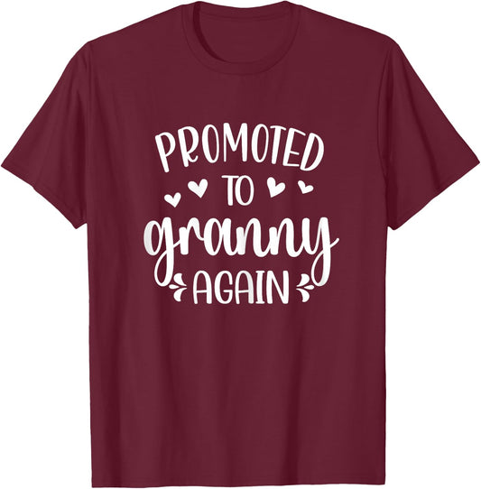 Promoted To Granny Again | Baby Reveal Granny To Be T-Shirt - T-Shirt | Maroon