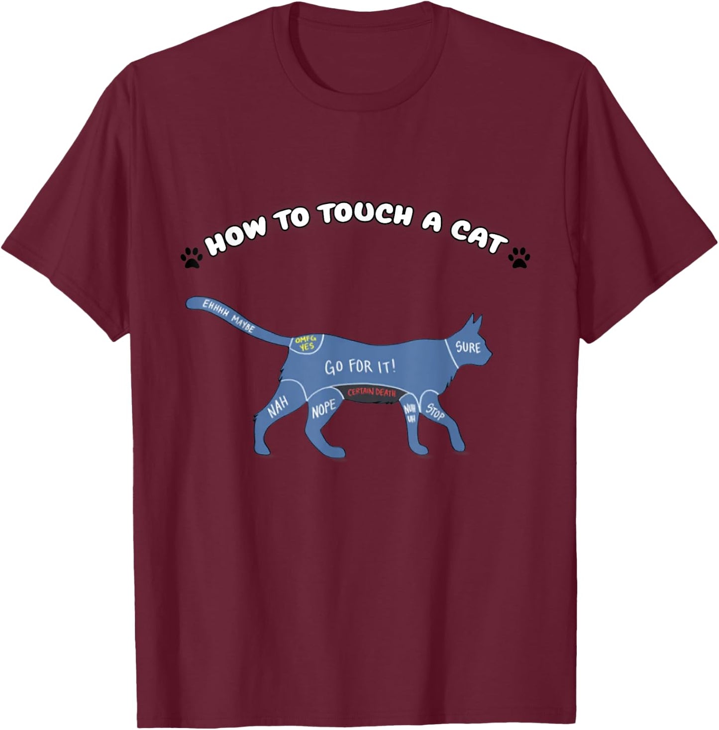 How To Touch a Cat Funny And Educational , Informational T-Shirt - T-Shirt | Maroon