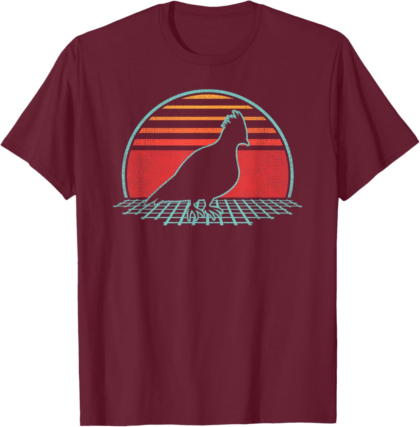 Grouse Hunting Retro Vintage 80s Style Birding Gift T-Shirt - T-Shirt | Maroon