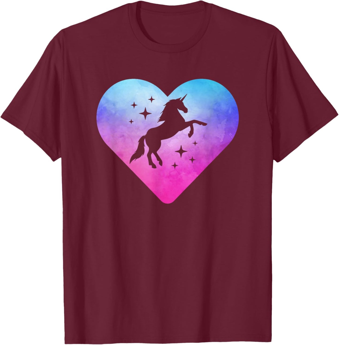Women or Girls Cute Unicorn T-Shirt - T-Shirt | Maroon
