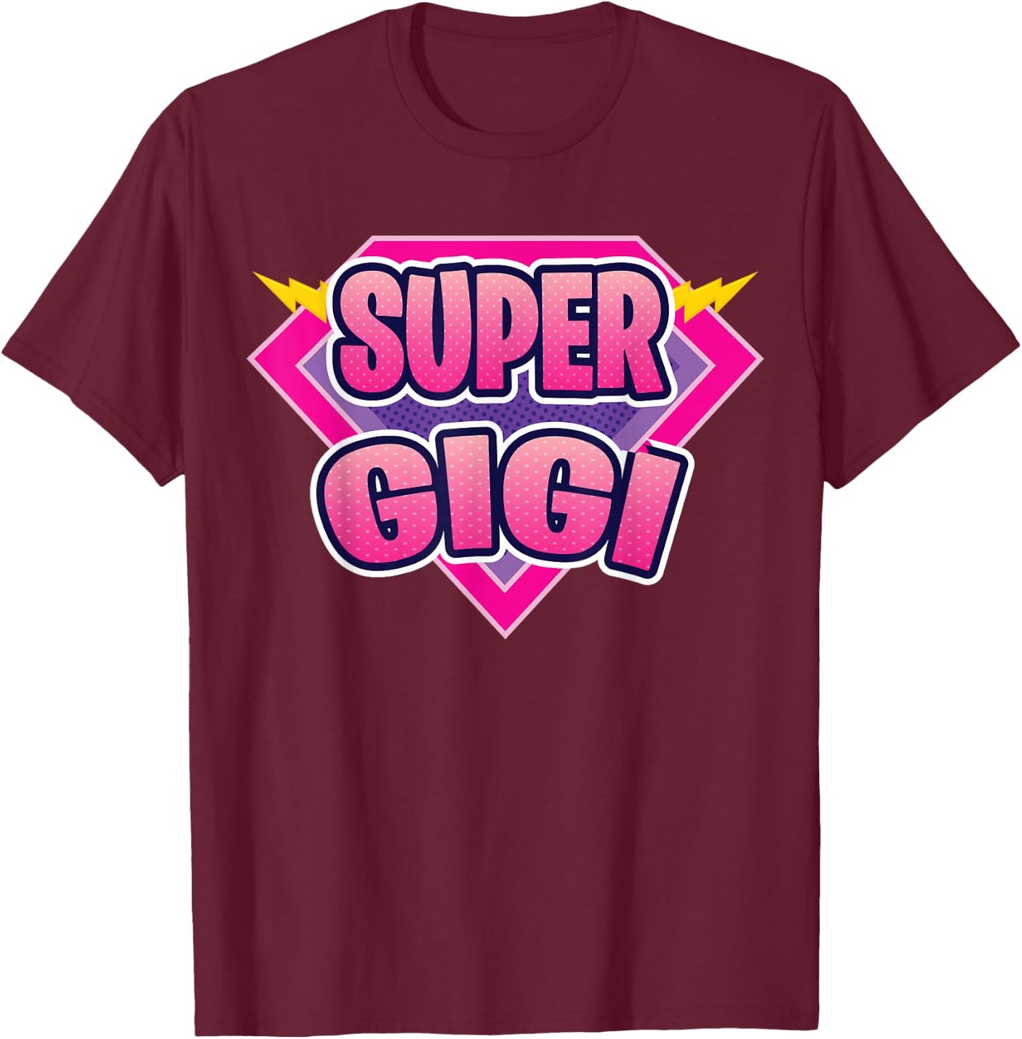 Super Gigi Superhero Grandmother Comic Book Funny Matching T-Shirt - T-Shirt | Maroon