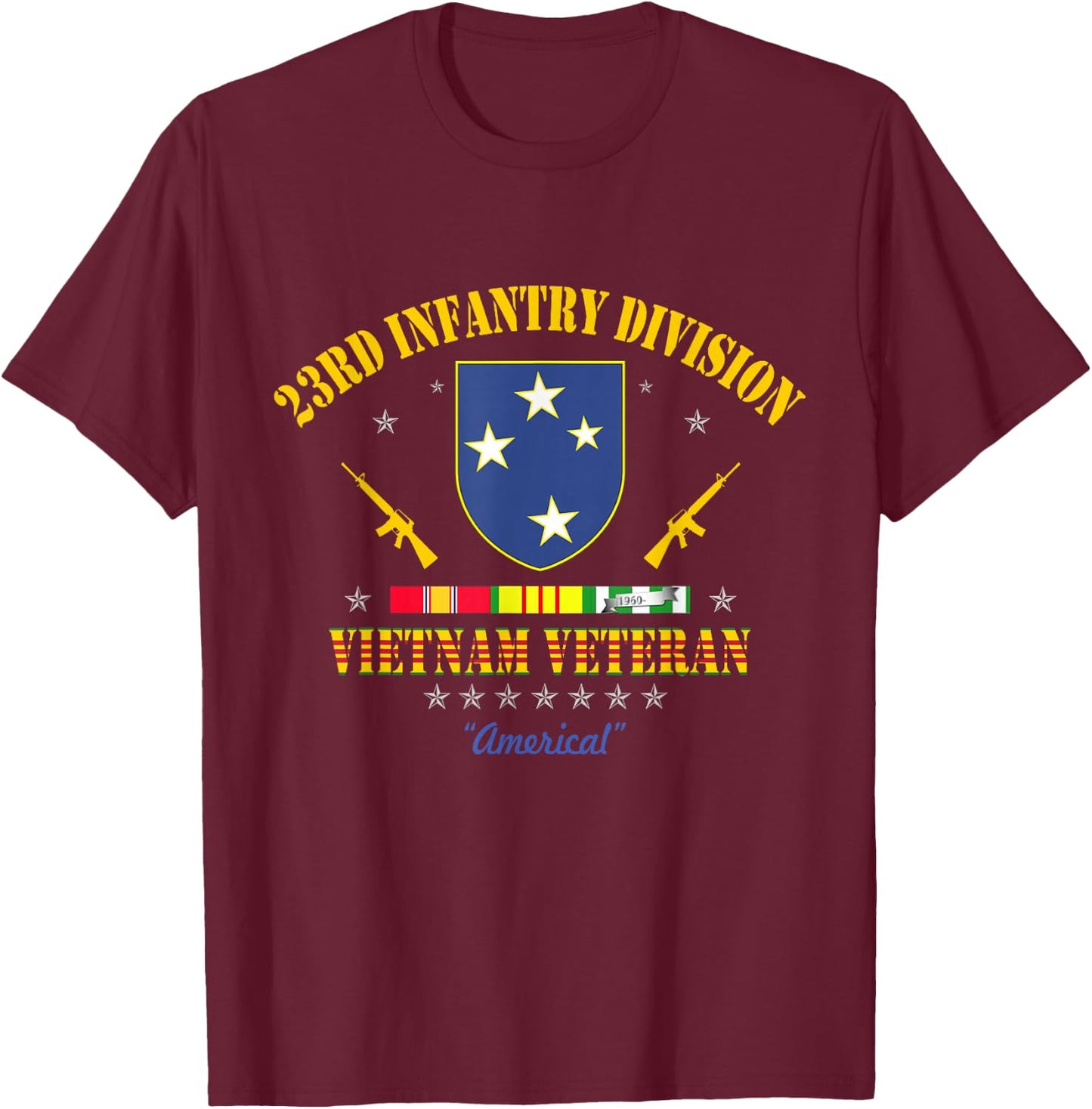 US Army 23rd Infantry Division Vietnam Veteran Gift T-Shirt - T-Shirt | Maroon