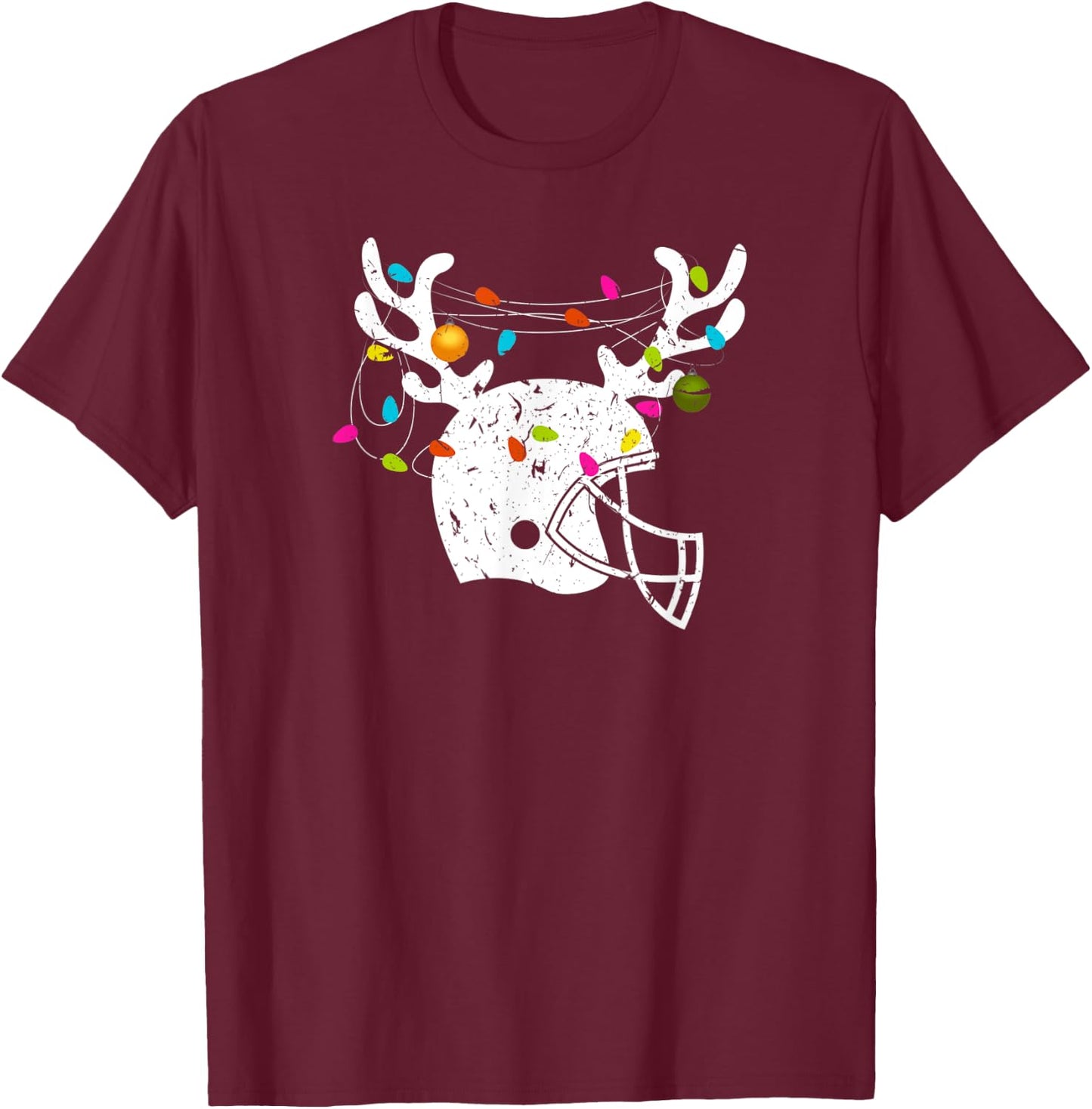 Christmas Football Helmet Men Boys Xmas T-Shirt - T-Shirt | Maroon