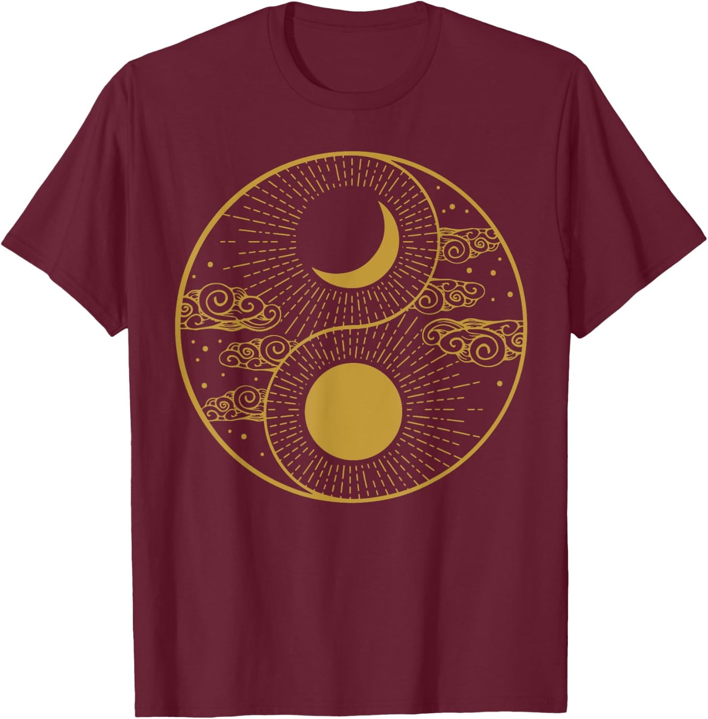 Qi Gong Clothes Tai Chi Qigong Chi Gong Yin Yang T-Shirt - T-Shirt | Maroon