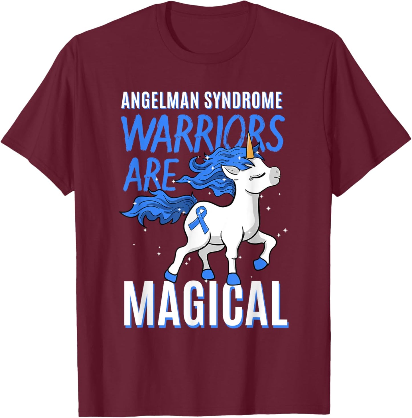 Angelman Syndrome Warrior Happy Puppet Unicorn Lover Gift T-Shirt - T-Shirt | Maroon
