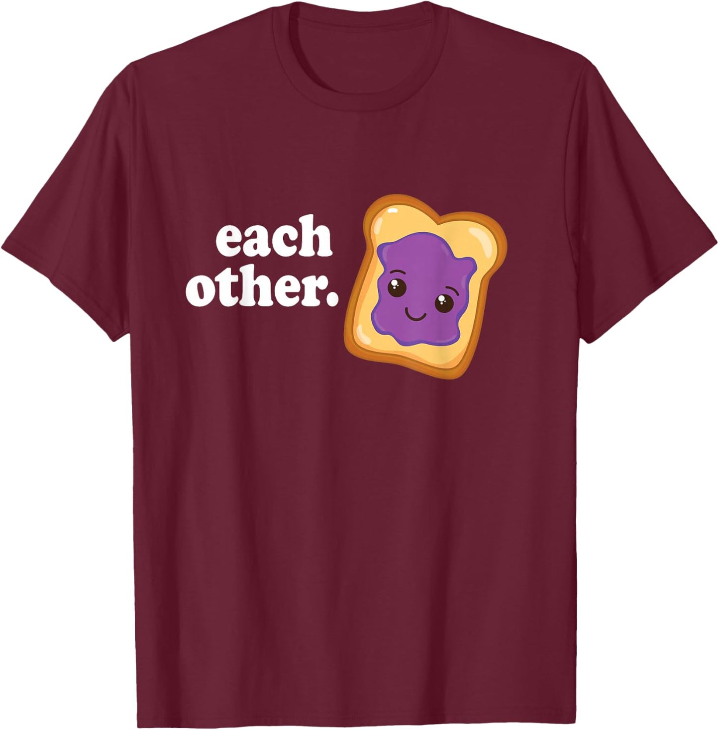 Peanut Butter & Jelly Women Men Valentine Matching Couple T-Shirt - T-Shirt | Maroon