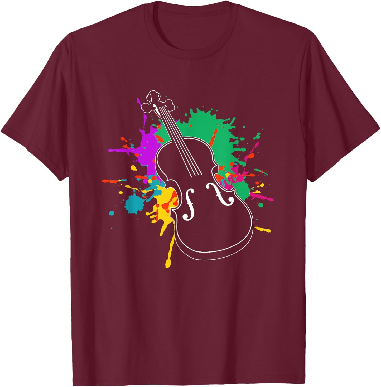 Colorful Violin Player Violinist Fiddle Instrument Musician T-Shirt - T-Shirt | Maroon