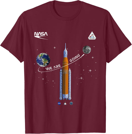 NASA Artemis we are Going Moon SLS Worm Insignia Small T-Shirt - T-Shirt | Maroon