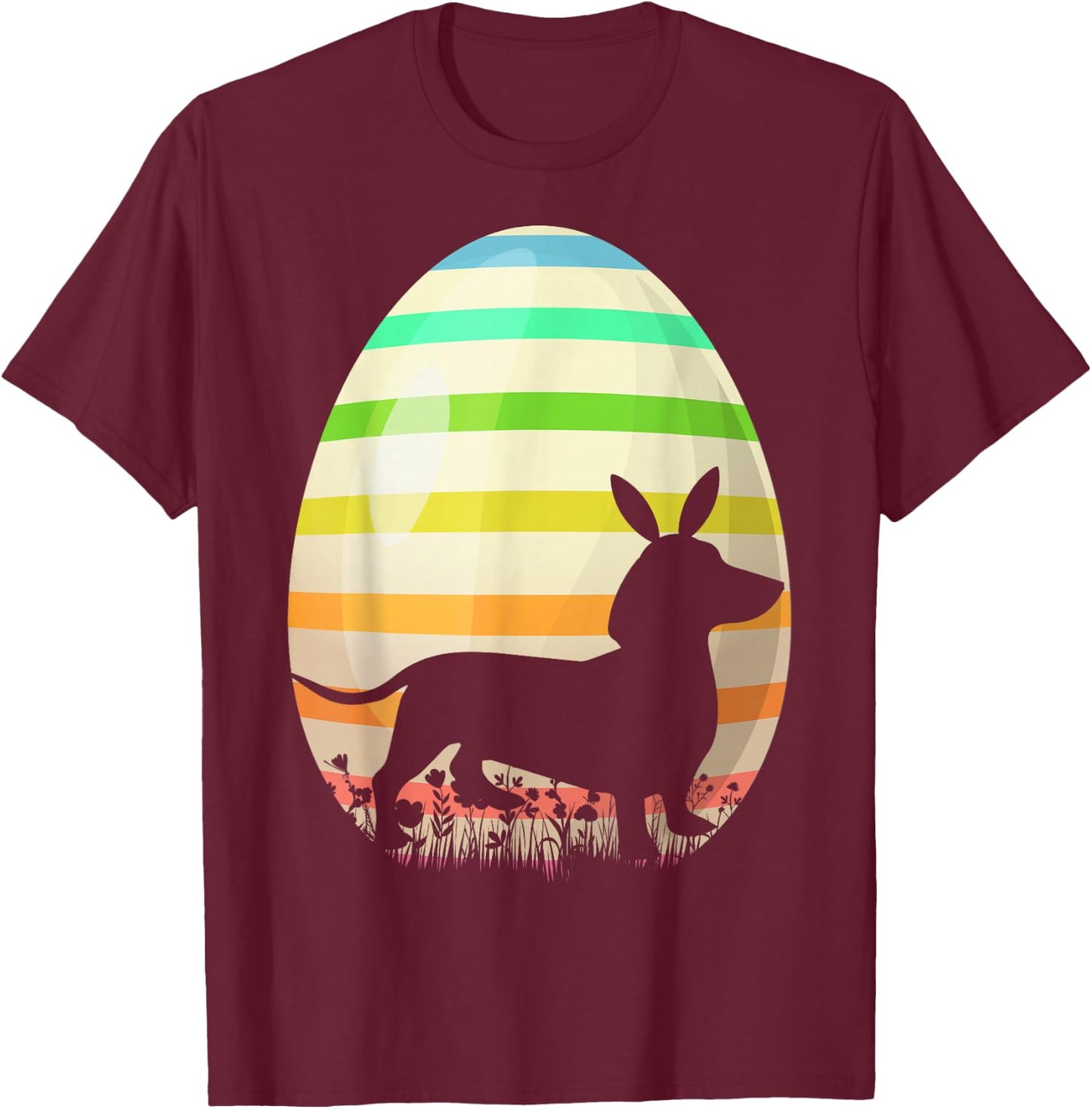 Funny Easter Egg Lover Vintage Style Dachshund Dog Easter Women Girls Kids T-Shirt - T-Shirt | Maroon