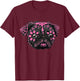 Black Pug Dogs Day of the Dead Sugar Skull Dog Halloween Women T-Shirt - T-Shirt | Maroon