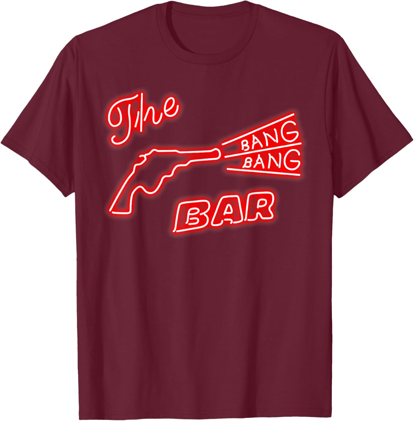 Twin Peaks Bang Bang Bar Neon Sign Graphic T-Shirt - T-Shirt | Maroon