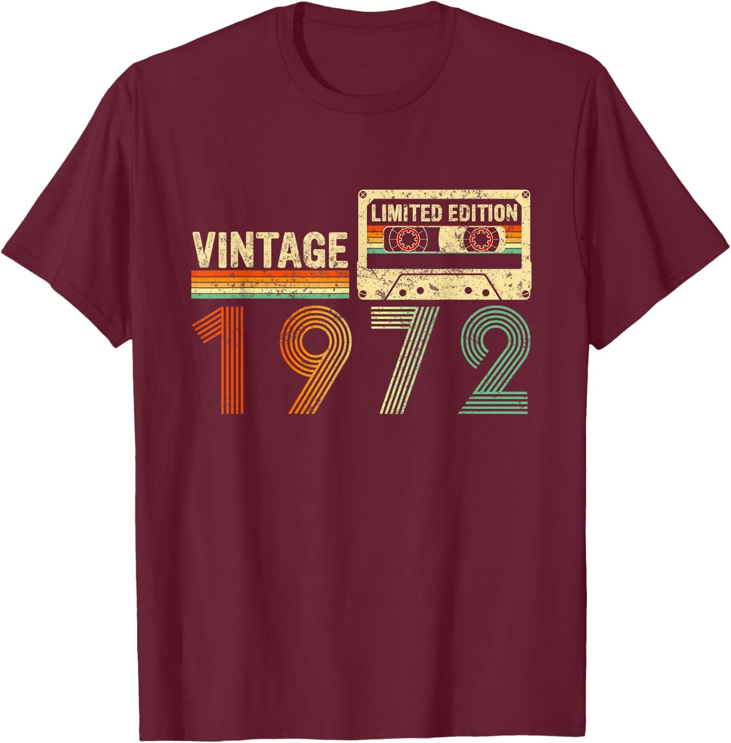 50 Year Old Gifts Vintage 1972 50th Birthday Cassette Tape T-Shirt - T-Shirt | Maroon
