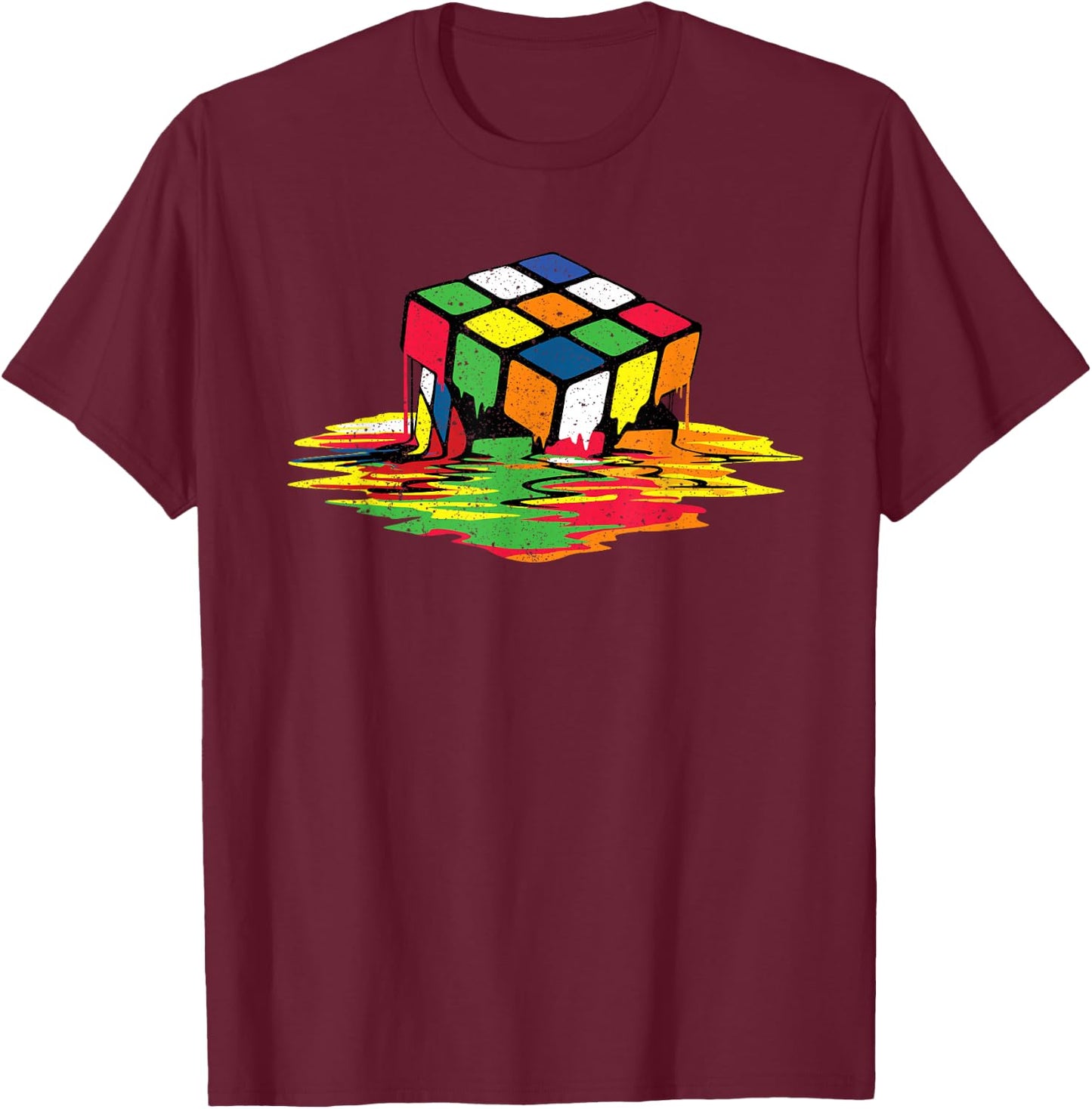 Melting Puzzle Cube Retro Speed Cubing 80's Vintage Toy T-Shirt - T-Shirt | Maroon
