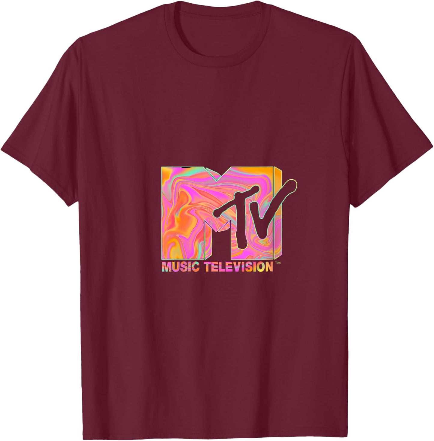 Mademark x MTV - The official MTV Logo in 70s and 80s party hippie style V-Neck T-Shirt - T-Shirt | Maroon