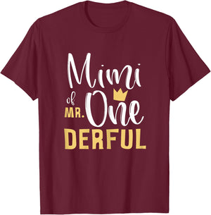 Mimi of Mr Onederful 1st Birthday First One-Derful Matching T-Shirt - T-Shirt | Maroon
